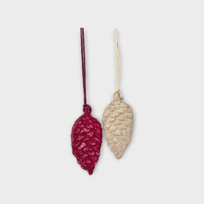 Adornos de piñas: berenjena y rosa claro