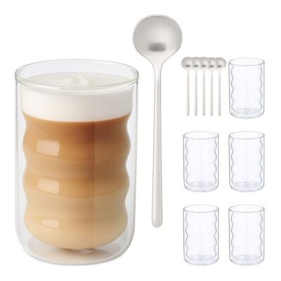 WOODENFURN Vasos para Latte Macchiato con Cuchara