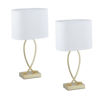 Lámpara de mesa WOODENFURN con base curva, juego de 2