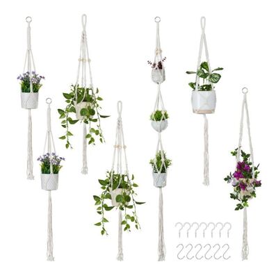 WOODENFURN macrame hanging basket set of 7