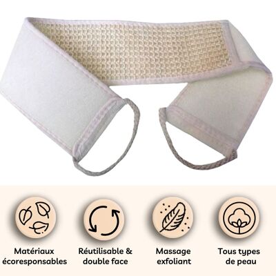 Mother's Day Gifts - Horsehair Massage Strap - Horsehair Face and Soft Cotton Face - Scrub Effect Toiletry Strap for Shower - Against Orange Peel