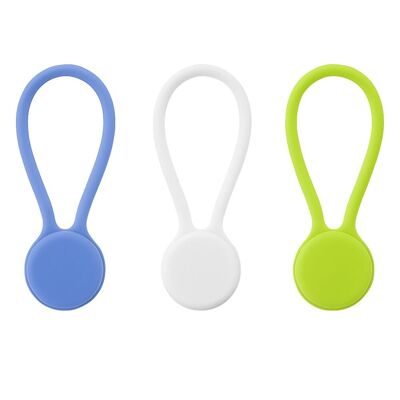 3 Pack Reusable Silicone Magnetic Cable Ties for Office and Home