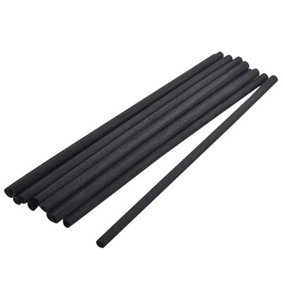 Set of 10 black rattan rods in natural fibers