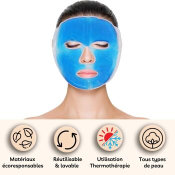 Masque Gel Thermothérapeutique - Relaxation Thérapie par le Chaud ou le Froid, Poche Compresse Contre les Migraines, Effet Relaxant, Favorise la Circulation Sanguine 1