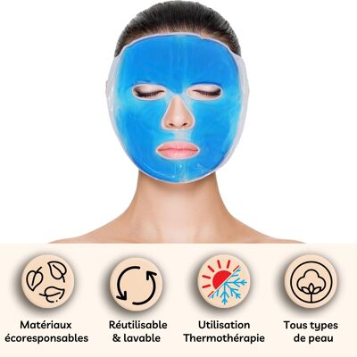 Masque Gel Thermothérapeutique - Relaxation Thérapie par le Chaud ou le Froid, Poche Compresse Contre les Migraines, Effet Relaxant, Favorise la Circulation Sanguine