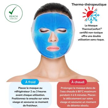Masque Gel Thermothérapeutique - Relaxation Thérapie par le Chaud ou le Froid, Poche Compresse Contre les Migraines, Effet Relaxant, Favorise la Circulation Sanguine 2