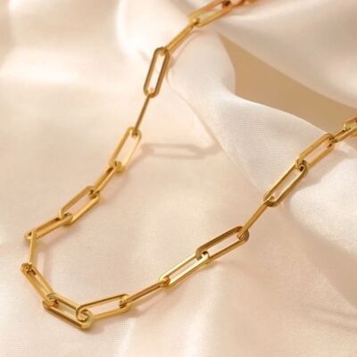 Collier doré chaine maillons M retro