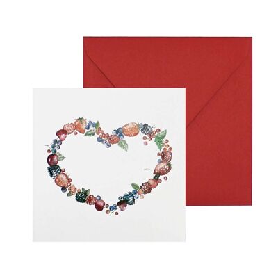 Carte postale Cœur de fruits rouges