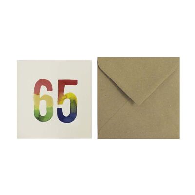 Postcard Numbers Watercolors 65
