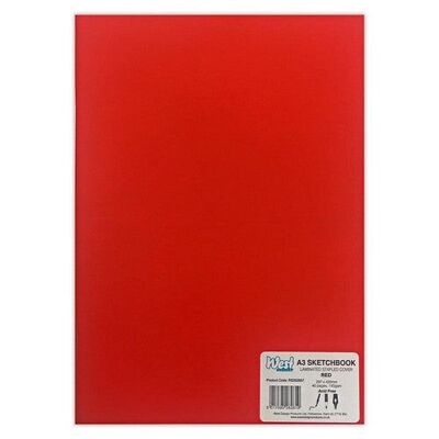 Blocco da disegno West, laminato rosso, formato A3, 140 g/m², 40 pagine