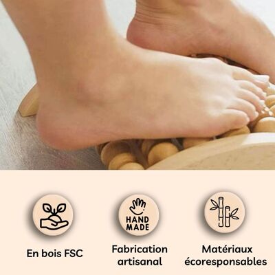 Masseur de Pied en Bois - Rouleau de Massage Drainage Lymphatique et Relaxation – Discret et Pratique
