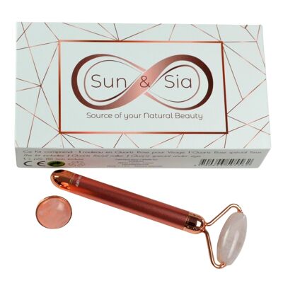 Rullo viso elettrico – Quarzo rosa – Massaggiatore viso lifting – Accessorio benessere