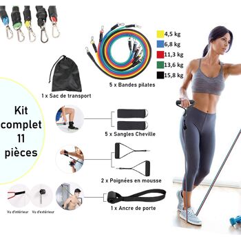 Pack d’Exercice 11 Pièces – Kit d’Exercice et de Musculation – Sport et Fitness à Domicile – Accessoire Yoga 2