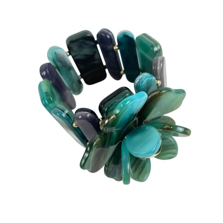 Bracciale regolabile e confortevole in madreperla con motivo floreale