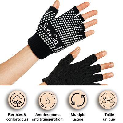 Paar Yoga-Handschuhe – für alle geeignet – Einheitsgröße – flexibel und bequem – rutschfest