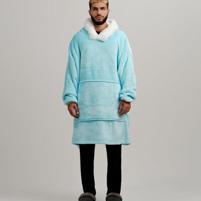 Couverture à capuche doublée de fourrure ONY - Bleu
