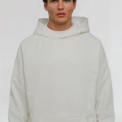 FELPA CON CAPPUCCIO OVERSIZE BIANCO SPORCO