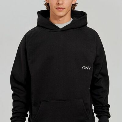 FELPA CON CAPPUCCIO OVERSIZE NERA