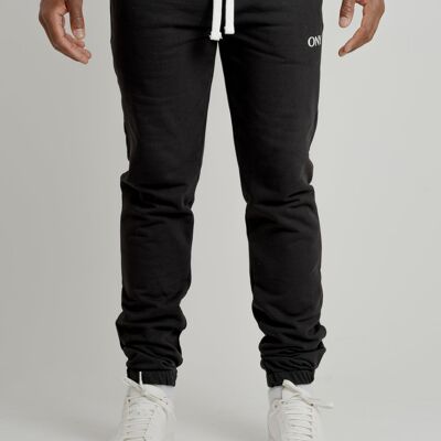 PANTALON DE SURVÊTEMENT NOIR À REBORDS