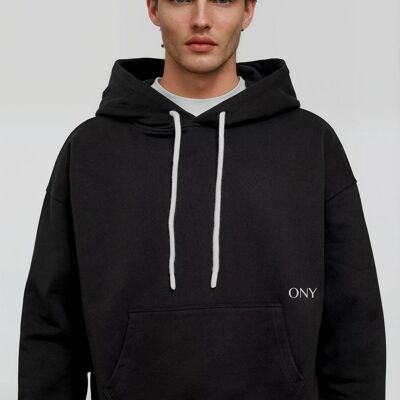 Sweat à capuche noir à épaules tombantes