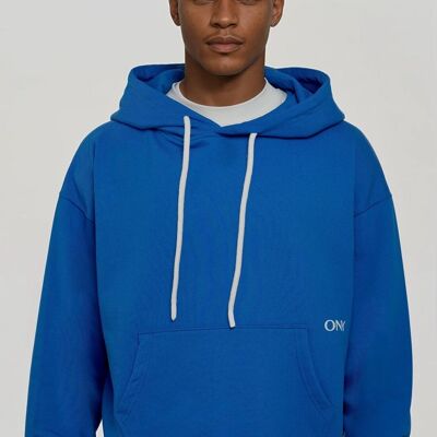 FELPA CON CAPPUCCIO BLU CON SPALLE ABBASSATE