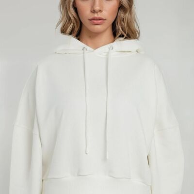 FELPA CON CAPPUCCIO CORTA DA DONNA OFF-WHITE