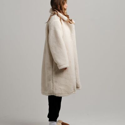 ONY Oversized Sherpa Trench Coat - Off White