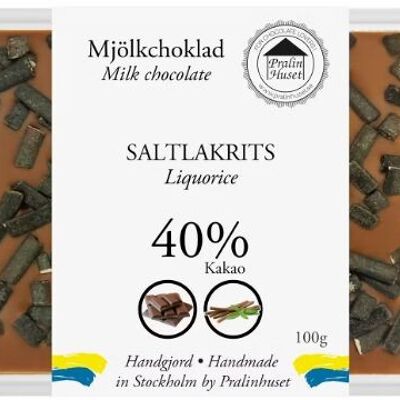40% Milk Chocolate - Salty liquorice (100g)