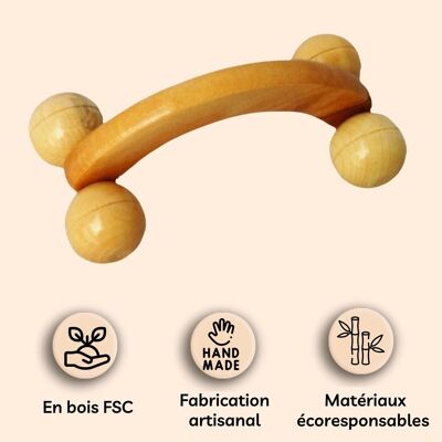 Roue de Massage en Bois - Masseur Rouleau Anti Cellulite Drainant - Roue de Massage en Bois Naturel – Masseur Manuel