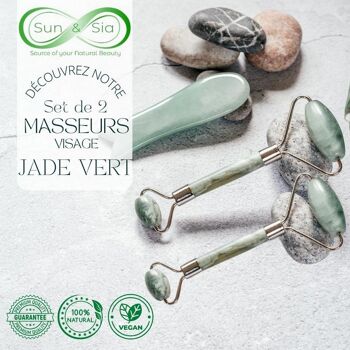 Set de 2 Masseurs Roller en Pierre Naturelle – Outil Naturel et Massage Visage – Lifting Bien-Etre 1