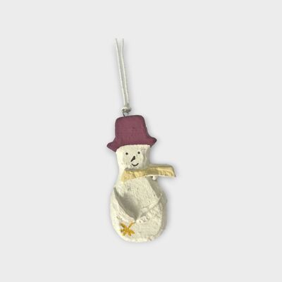 Décoration de bonhomme de neige – Chapeau aubergine