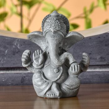 Statue Ganesh – Statuette Décoration Zen et Feng Shui – Apporte une Ambiance Apaisée et Relaxante à Votre Intérieur – Statue Porte-Bonheur Couleur Grise 1