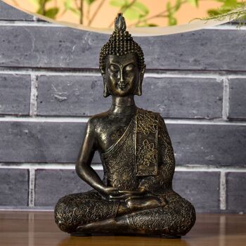 Statuette Bouddha Thaï – Statuettette Décoration Zen et Feng Shui – Apporte une Ambiance Apaisée et Relaxante à Votre Intérieur – Statuette Porte-Bonheur Couleur Bronze 1