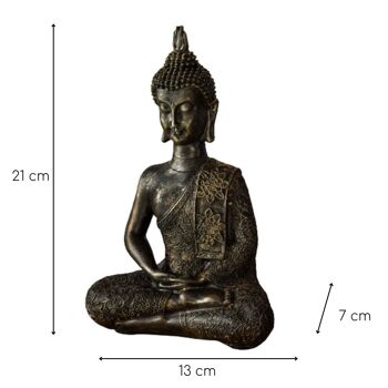 Statuette Bouddha Thaï – Statuettette Décoration Zen et Feng Shui – Apporte une Ambiance Apaisée et Relaxante à Votre Intérieur – Statuette Porte-Bonheur Couleur Bronze 4