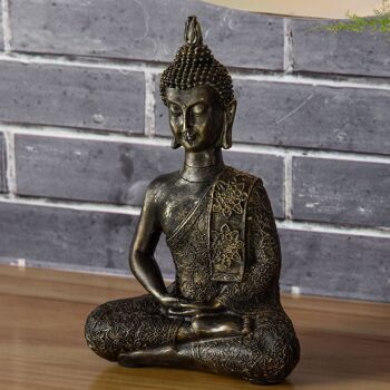 Statuette Bouddha Thaï – Statuettette Décoration Zen et Feng Shui – Apporte une Ambiance Apaisée et Relaxante à Votre Intérieur – Statuette Porte-Bonheur Couleur Bronze 5