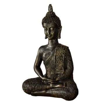 Statuette Bouddha Thaï – Statuettette Décoration Zen et Feng Shui – Apporte une Ambiance Apaisée et Relaxante à Votre Intérieur – Statuette Porte-Bonheur Couleur Bronze 6