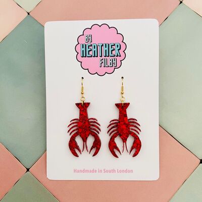 Small Lobster Glitter Earrings