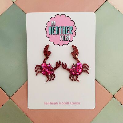 Crab Glitter Resin Earrings