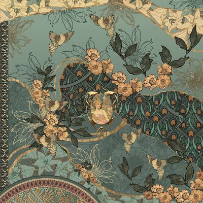 EVEIL AVENTURINE cashmere square 90x90cm