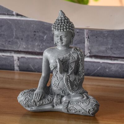 Statua di Buddha da meditazione 1 - Statuetta decorativa Zen e Feng Shui - Porta un'atmosfera calma e rilassante al tuo interno - Statua della fortuna Colore grigio