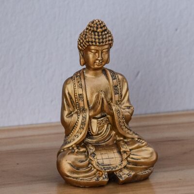 Meditation Buddha Statue 3 - Zen and Feng Shui Decoration Statuette - Brings a Peaceful and Relaxing Atmosphere to Your Interior - Gold-Colored Lucky Statue