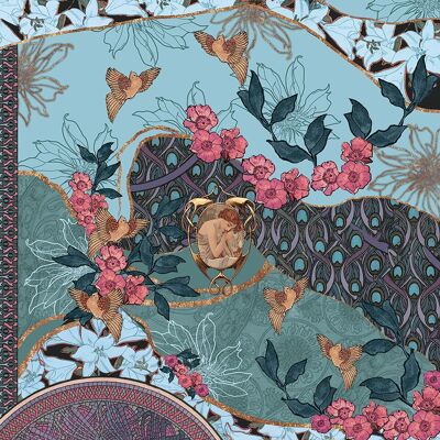 Cashmere square REST TURQUOISE 90x90cm