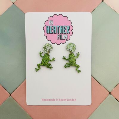 Frog Glitter Resin Earrings