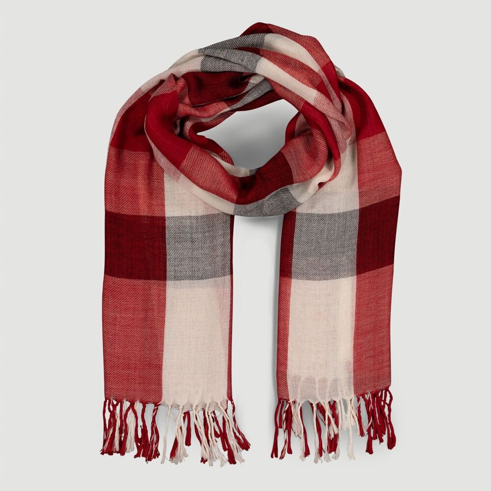 Écharpe en laine d'échecs équitable