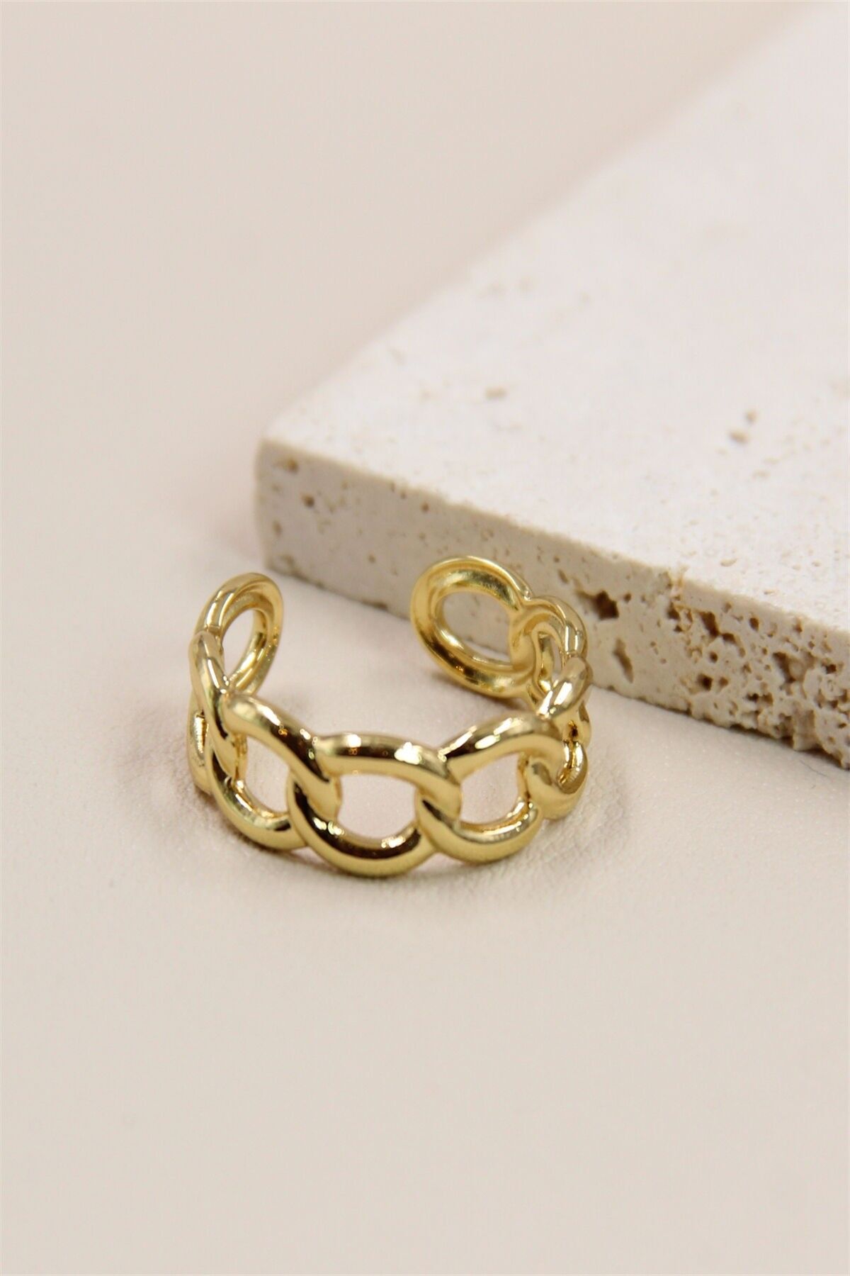 Bague Ajustable Design Maillon en Acier Inoxydable