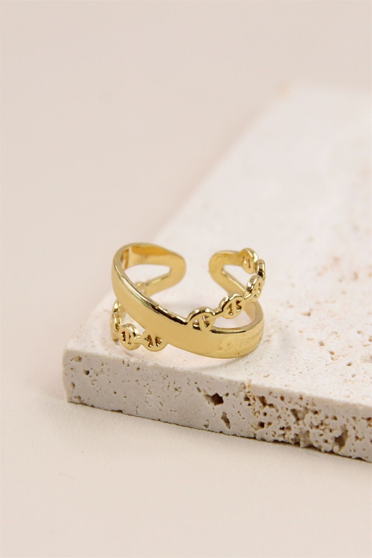 Bague ajustable en acier inoxydable au design de maillon