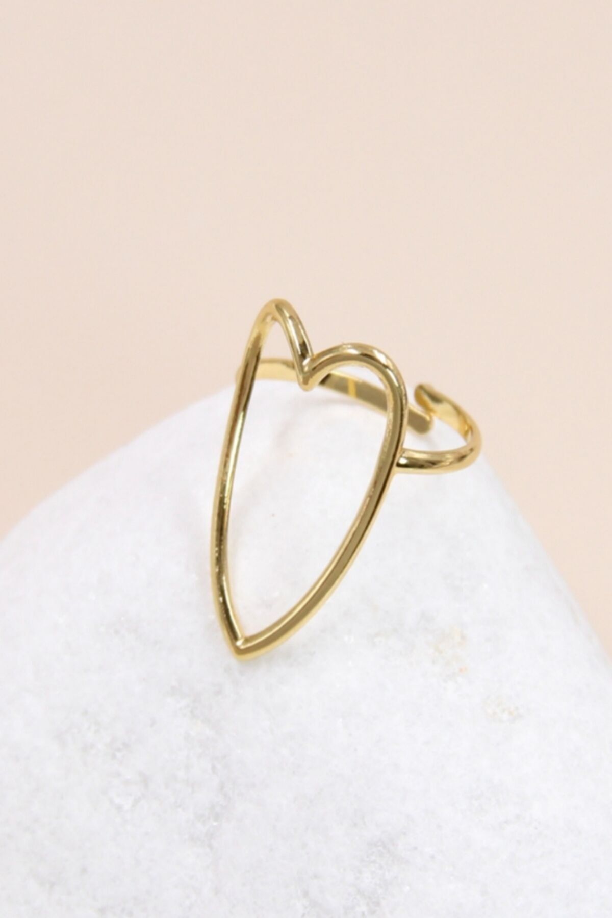 Bague ajustable en acier inoxydable design coeur