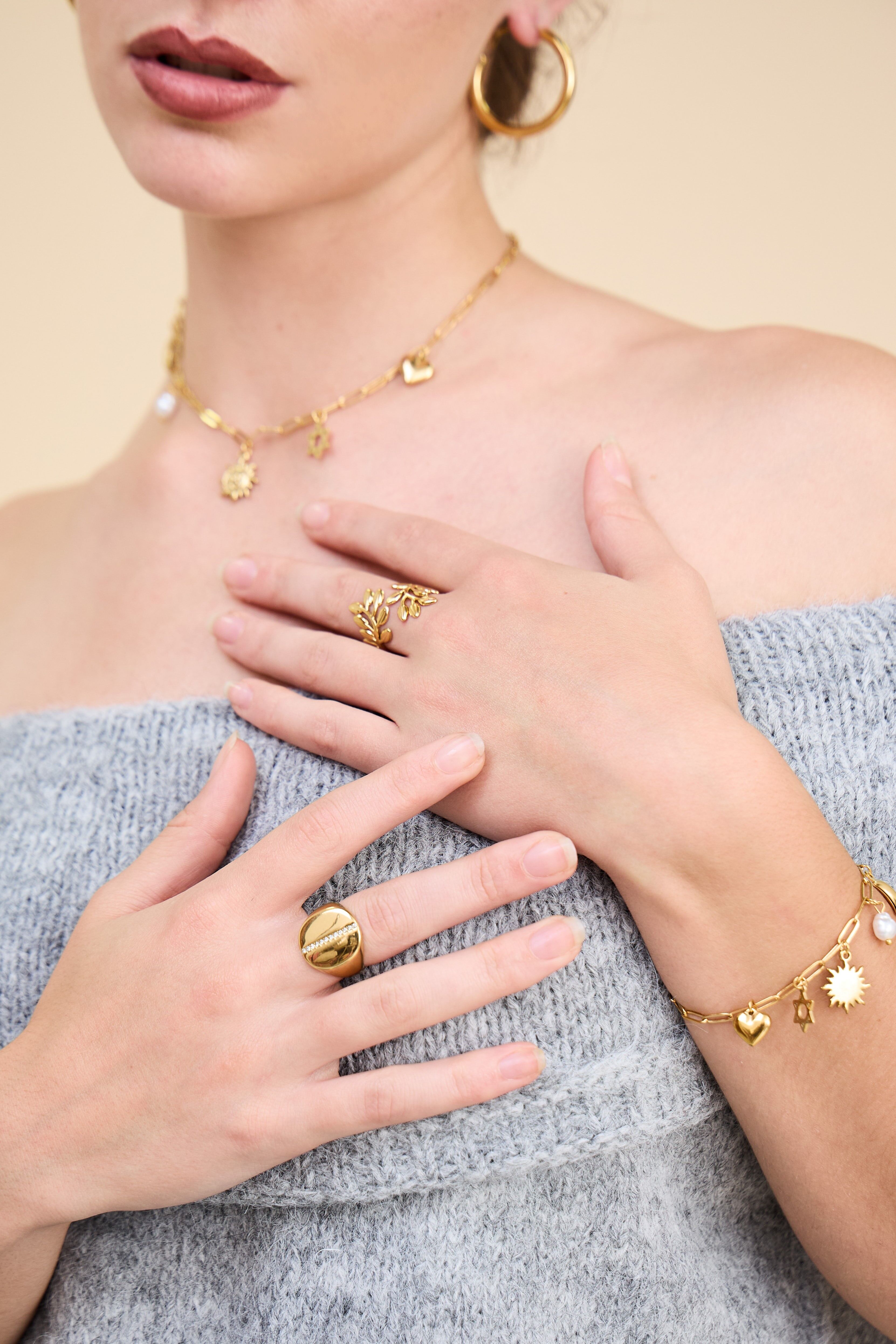 Bague Ajustable Strass Acier Inoxydable