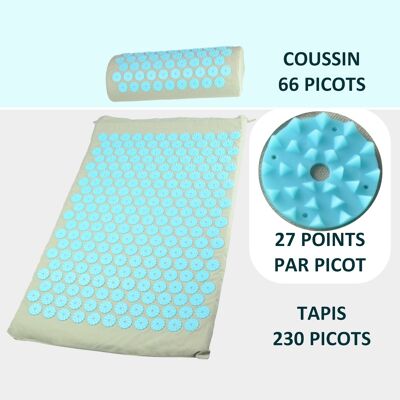 Acupressure Mat and Cushion - Cover Provided - Relieves Back and Neck Pain - Muscle Relaxation - Soothes Tension, Reduces Stress - Feeling of Relaxation and Well-Being