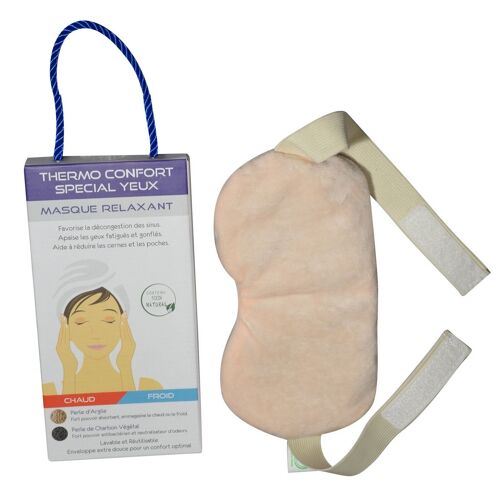 Thermo Confort Yeux - Effet Relaxant Soulage les Migraines, Anticernes et Yeux Secs - Naturel Non toxique Composé de Perles d'Argiles et Perles de Charbon Végétal